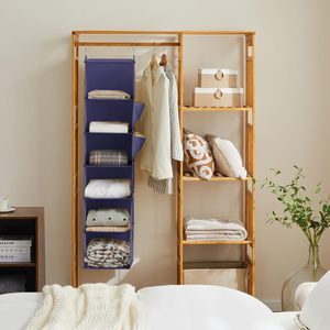YoudenoVA Hanging Closet Organizer 6 Shelf Purple Fabric Storage Shelves For Bedroom Clothing <b>Hook</b> Type - Product Image 4