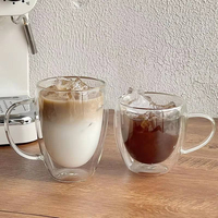 Mug à café en verre borosilicate à double paroi 250ml 350ml 450ml, tasse à latte transparente anti-brûlure pour la maison et le bureau
