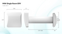 Noyau ERV traversant le mur avec débit d'air de 30 CMH, ventilation VMC, configurations optionnelles, récupérateur d'air frais pour la qualité de l'air intérieur