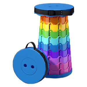 Tabouret pliant télescopique, chaise portable d'extérieur, chaise de jardin ronde en plastique, taille unique, design moderne, pliable et léger - Product Image 3