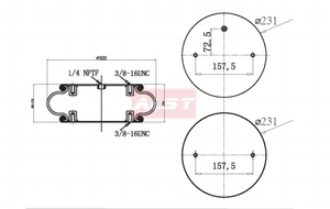 Resorte de aire de goma para remolque, resorte de aire de W01-358-7008, FS370-11474, 1B330 - Product Image 4