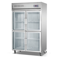 Réfrigérateur commercial Congélateur à 3 portes en acier inoxydable avec porte en verre Réfrigérateur vertical pour la cuisine