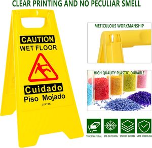 Cartello di Avvertimento Pieghevole in Plastica Resistente con Pellicola Riflettente di Terza Qualità per Pavimenti Bagnati e Divieto di Sosta - Product Image 2