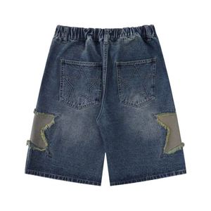 Usine Hommes Jorts Personnalisé Patch Étoile Brodé Denim Shorts Taille Élastique Casual 330g Lâche Hommes Shorts - Product Image 5