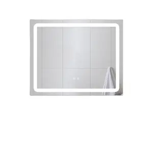 مرآة حمام ذكية تُثبت على الحائط حسب الطلب من المصنع بشاشة تعمل باللمس مرآة حمام زجاجية مزودة بضوء Led مرآة حائط على شكل فقاعة