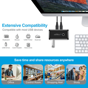 Cross-border printer sharing device with USB multi-port 2-in-4-out splitter <b>for</b> two <b>computers</b> to share keyboard and <b>mouse</b>. - Product Image 3