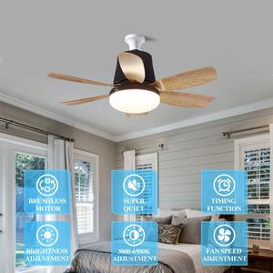Ventilador de Techo LED con Luz, Cabezal Móvil, Regulación Inteligente, Bombilla E27, Decoración del Hogar, Rotación de 360°, Control Remoto, Ventilador de Techo Moderno - Product Image 2