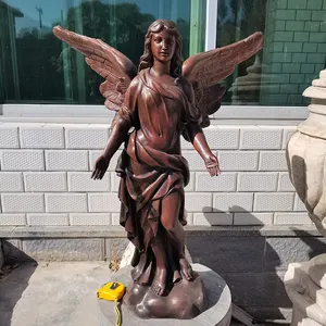 Garden Decor In Stock 80cm Cast Metal Copper Female Woman Sculpture Bronze Angel With Wings Statue For Sale
