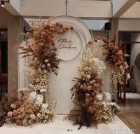 Arrangements floraux personnalisés pour l'automne, designs floraux bruns, décorations de fond de scène pour événements, décorations de mariage, arrangements floraux pour allées