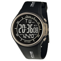 LASTIKA WF7002 Jam Tangan Digital Olahraga Layar Hitam Putih Tahan Air Lampu Latar LED Alarm Stopwatch TPU ABS Pria Wanita