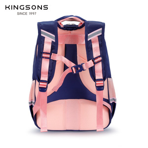 Kingsons Student Backpack For Girls Pink Purple Khaki Multi Layer Large Capacity School Bag With Zipper Pockets - Product Image 2