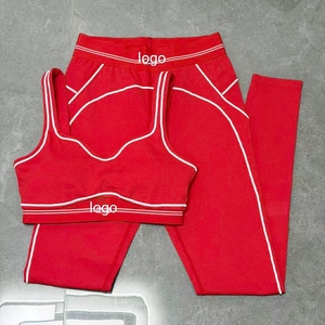 Leggings de <span class=keywords><strong>yoga</strong></span> et de pilates tendance, sans couture, côtelés, de haute qualité, pour femmes, en gros, lot de 2 pièces - Product Image 1