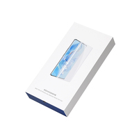 Boîtes en carton personnalisées pour protecteurs d'écran en verre trempé, boîte rigide avec couvercle fenêtré blanc et bleu pour l'emballage de films de protection de téléphone