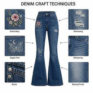Plus Size Fray Hem Dark Wash Bootcut Women Denim Pants with Front Zipper and <strong>Button</strong> Closure <strong>Crossed</strong> the Line Striped Flare <strong>Jeans</strong> - Product Image 4