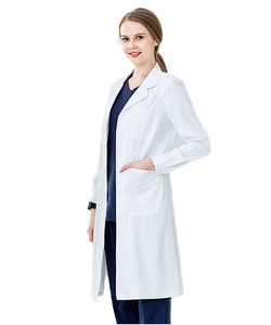 Blouse médicale en coton tissé sur mesure à manches longues pour médecins, infirmières, pharmaciens - Uniformes d'hôpital unisexes blancs - Product Image 1