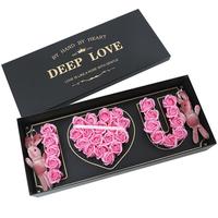 Cadeaux de roses pour la Saint-Valentin, boîte cadeau de fleurs artificielles en savon en forme de cœur multicolores, boîte cadeau pour la Saint-Valentin