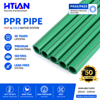 Tuyau PPR vert de haute qualité ISO 9001 PN16 PN20 20mm 25mm 32mm 40mm pour l'alimentation en eau potable