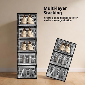 <span class=keywords><strong>Caja</strong></span> de Plástico Transparente para Exhibición de <span class=keywords><strong>Zapatos</strong></span>, Organizador de Almacenamiento de <span class=keywords><strong>Zapatos</strong></span> Apilable, <span class=keywords><strong>Caja</strong></span> de <span class=keywords><strong>Zapatos</strong></span> Plegable Transparente con Puerta Transparente - Product Image 2