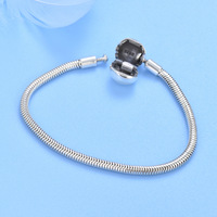Mode boucle ronde doux chaîne Bracelet 925 en argent Sterling basique serpent os Bracelet pour pendentif à breloque perles bijoux à bricoler soi-même