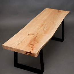 Live Edge Solid Maple Wood <b>Coffee</b> <b>Table</b> with Black Metal <b>Legs</b> Modern Rustic Living Room Furniture Made in Indonesia - Product Image 3