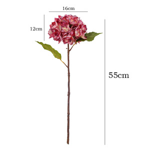 Flores de Hortensia Artificiales al por Mayor, Cabezas de Hortensia de <span class=keywords><strong>Seda</strong></span> Realistas en Color Crema y Borgoña para Arreglos Florales de Boda y Hogar - Product Image 3