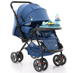 Ucuz demir çerçeve hafif arabası bebek puseti Pram Fold kompakt bebek arabası puset ile ayrılabilir müzikli oyuncak tepsi