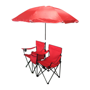 Sillas de Playa Dobles con Sombrilla, Silla de Playa Doble, Sillas de Camping para Dos Personas, Silla Doble Plegable Portátil con Sombrilla - Product Image 1