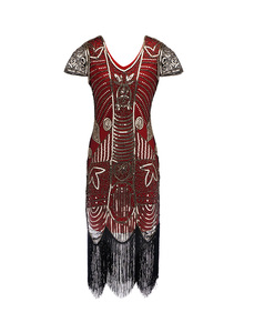 Minthson 1920 S Gatsby <span class=keywords><strong>flapper</strong></span> bạc trang trí frindge HEM tôn tạo ăn mặc 8 đến cộng với kích cỡ - Product Image 2