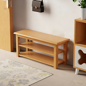 Banc à chaussures multifonctionnel moderne en bois massif avec 3 étagères pour l'<span class=keywords><strong>entrée</strong></span> de la maison, le couloir, et comme rangement à chaussures avec siège. - Product Image 3