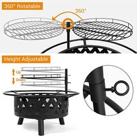 Brasero d'extérieur en acier pour bois avec grille de barbecue, fourni par l'usine