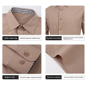 Camicia Casual da <span class=keywords><strong>Uomo</strong></span> Tinta Unita a Maniche Lunghe, Antipiega, Senza Bisogno di Stiratura, Bianca, Vestibilità <span class=keywords><strong>Slim</strong></span>, in Poliestere, <span class=keywords><strong>Abbigliamento</strong></span> Estivo da <span class=keywords><strong>Uomo</strong></span> - Product Image 3