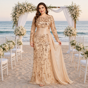 <span class=keywords><strong>Robe</strong></span> de soirée sirène à sequins grande taille, manches longues, longueur ras du sol, pour mère de la mariée, invitée de <span class=keywords><strong>mariage</strong></span>, <span class=keywords><strong>robe</strong></span> de cérémonie - Product Image 5