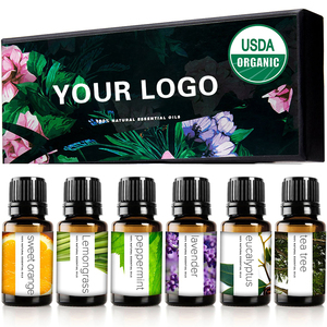 Paquete de 6 aceites esenciales de aromaterapia puros de 10ml, juego de 100% eucalipto Natural, lavanda, hierba de limón, naranja, menta, árbol de té - Product Image 1
