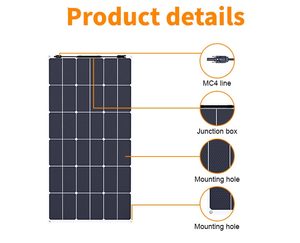 Panel Solar Flexible Monocristalino OEM para RV, Módulo Solar de 200 WP, Paneles Solares de 18V para Techo, Uso Residencial y para RV - Product Image 3