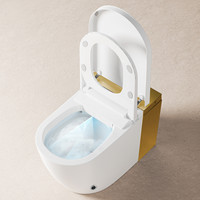 Toilette intelligente moderne à bidet électrique à poser au sol, cuvette de toilette à chasse automatique, toilette intelligente dorée avec télécommande