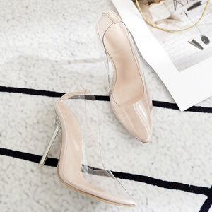 Chaussures à talons hauts en PVC, escarpins tendance à bout pointu, talons aiguilles en cristal Perspex pour femmes - Product Image 4