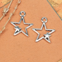 Pendentif ajouré en alliage argent bronze antique, motif étoile imbriquée, pour cadeaux d'équipe de cheerleading