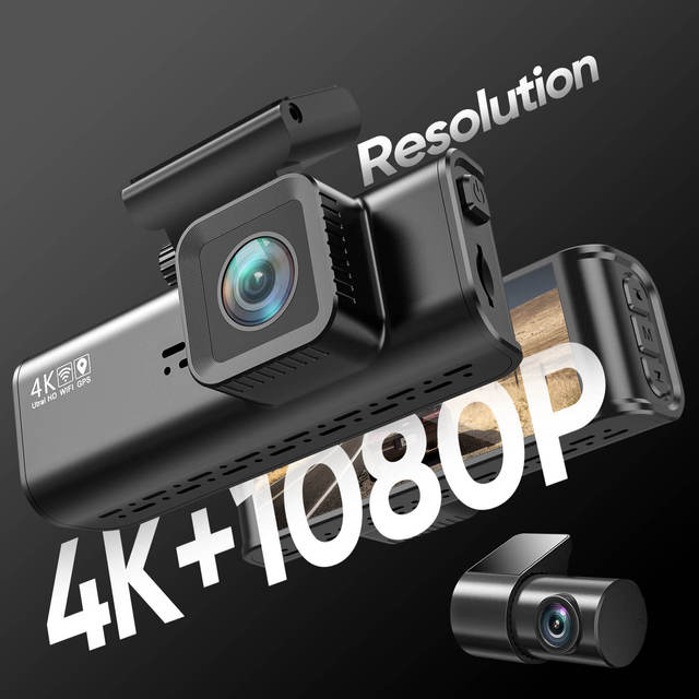4K+1080P Dash Cam Front and Rear Car DVR APP Control 3.18 Inch Screen Dash Camera Black Box Dual Lens WiFi GPS Night Vision