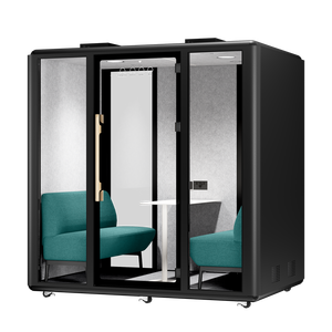 Cabine de bureau insonorisée moderne pour 4 personnes avec isolation acoustique de 28 dB, structure modulaire en aluminium pour bureau à domicile, entrepôt, hôpital et école - Product Image 6