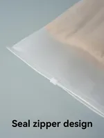 Sacs à fermeture éclair en plastique givré avec logo personnalisé pour l'emballage de vêtements, faible MOQ, sacs transparents imprimés en PE CPE avec fermeture éclair coulissante pour vêtements