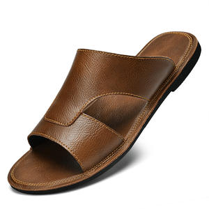 Sandales d'été en cuir véritable pour hommes, grande taille <span class=keywords><strong>47</strong></span>, en cuir de vachette, avec amorti, légères, respirantes, impression 3D - Product Image 5
