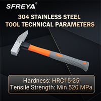 Marteau en acier inoxydable 304 de qualité industrielle SFREYA avec manche en plastique, personnalisation OEM/ODM