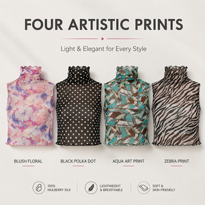 Camisole imprimée haut de gamme en soie de mûrier pour femme, sous-vêtement fin, gilet à col montant, logo personnalisé, haut élégant, doux, respirant et de qualité supérieure - Product Image 4