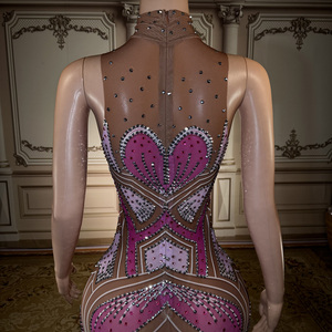 Novance Y5453 Abito da Sera Trasparente con Strass di Lusso per <span class=keywords><strong>Donna</strong></span>, Vestito Aderente con Collo Alto per Feste di <span class=keywords><strong>Laurea</strong></span> - Product Image 6