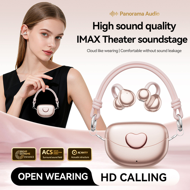 2026 Trend New M106 Heart Bag Design Wireless Earphones Ear Clip TWS Earbuds OWS Open Ear Headphones for Smart Phones