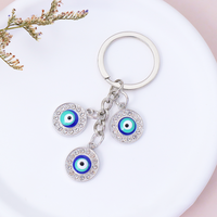 Porte-clés en métal œil turc vintage turc, finement émaillé, doré, avec cristaux brillants, bijou décoratif, breloque de sac, pendentif, amulette, vente en gros