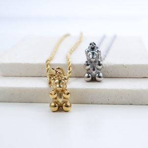 No deslustre logotipo personalizado 18K chapado en oro de acero inoxidable irrespetuoso oso colgante encanto Collar para Mujeres Hombres joyería - Product Image 3