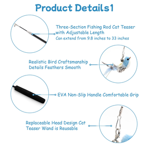 Eco Friendly <b>Cat</b> Wand <b>Toys</b> <b>Interactive</b> Feather Bird <b>Cat</b> <b>Toy</b> With Bell Wooden Handle Linen Mouse Pet Playing Training Products - Product Image 5