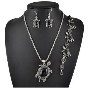 Conjuntos de Joyería de Moda al por Mayor: Pulsera y Collar Ovalados de Turquesa Estilo Bohemio Turco con Diseño de Tortuga para Mujer - Product Image 5