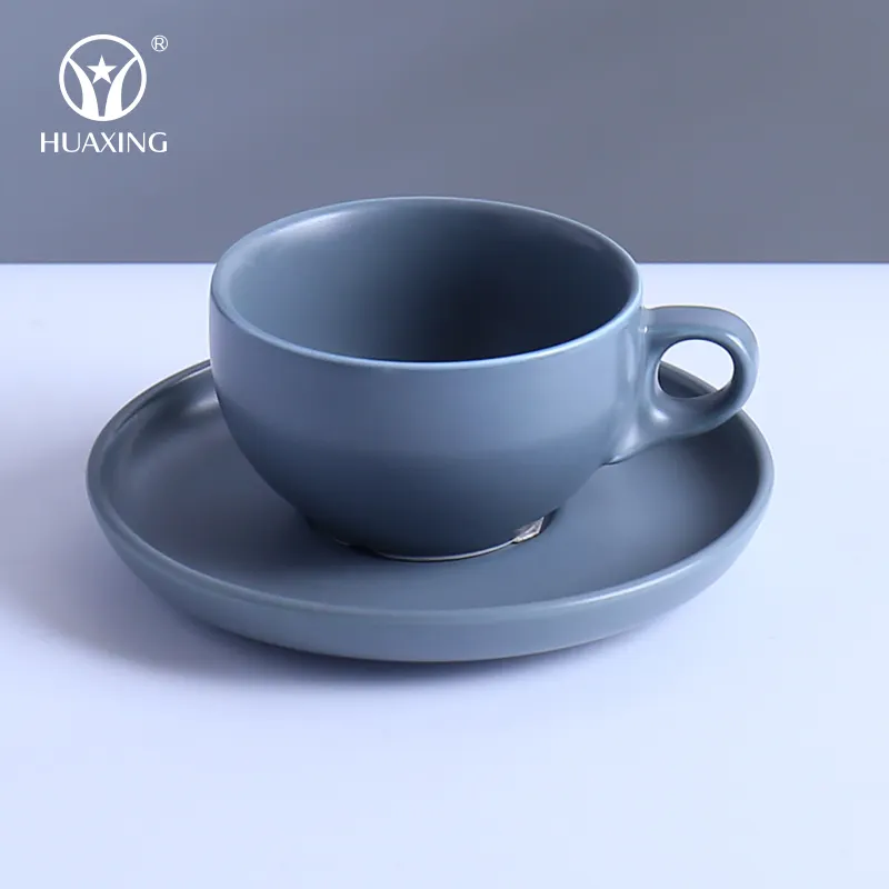 Sıcak satış mat renk 3.5OZ espresso fincanı porselen avrupa cappuccino kahve çay bardağı ve altlık seti seramik